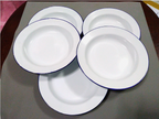5枚セット 8.5インチ エナメル食器プレートセット ホワイト ビンテージエナメルウェア皿 K