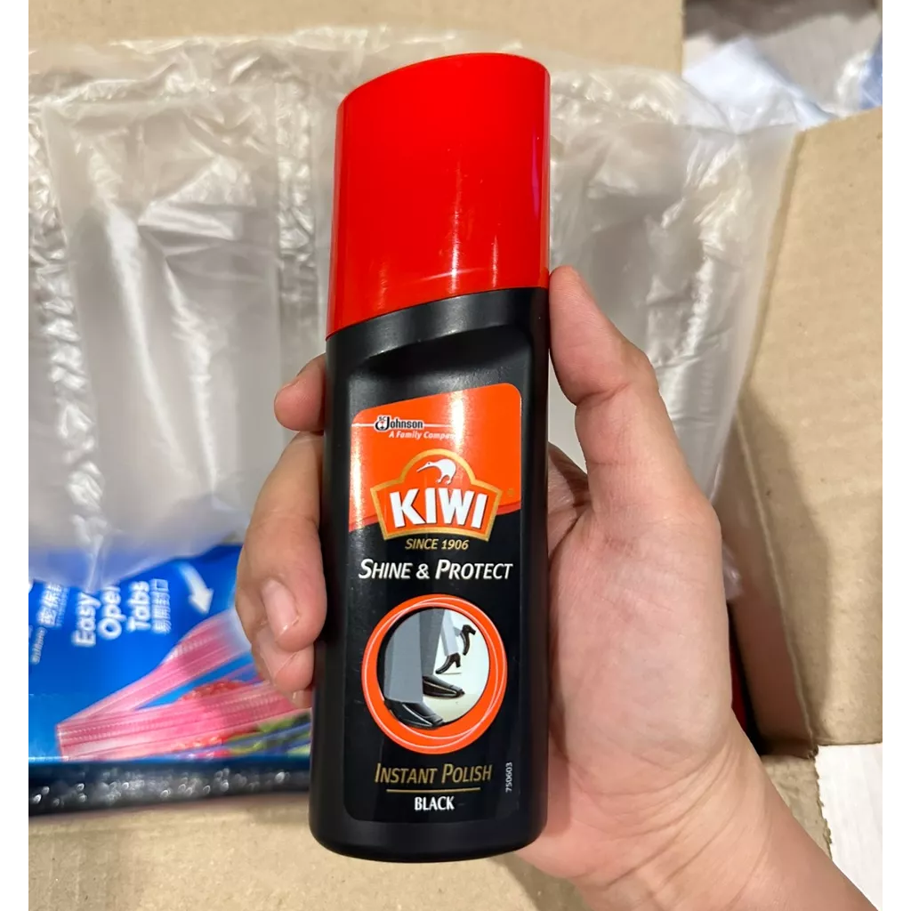 KIWI Black Shoe Boot Instant Polish Wax 75ml — Shine & Protect