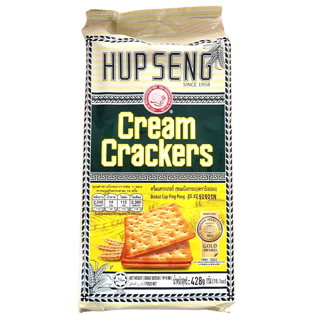 Hup Seng Cream Crackers 428g – Classic Malaysian Biscuit Since 1958 | Halal | Monde Selection Gold Award