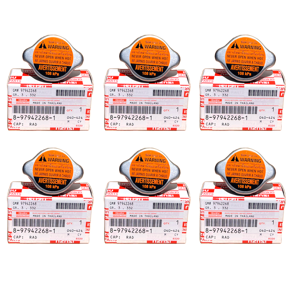 (6 Pcs) 8979422681 Genuine Radiator Cap Cover Isuzu D-MAX Mu-X Mu-7 2003-2019
