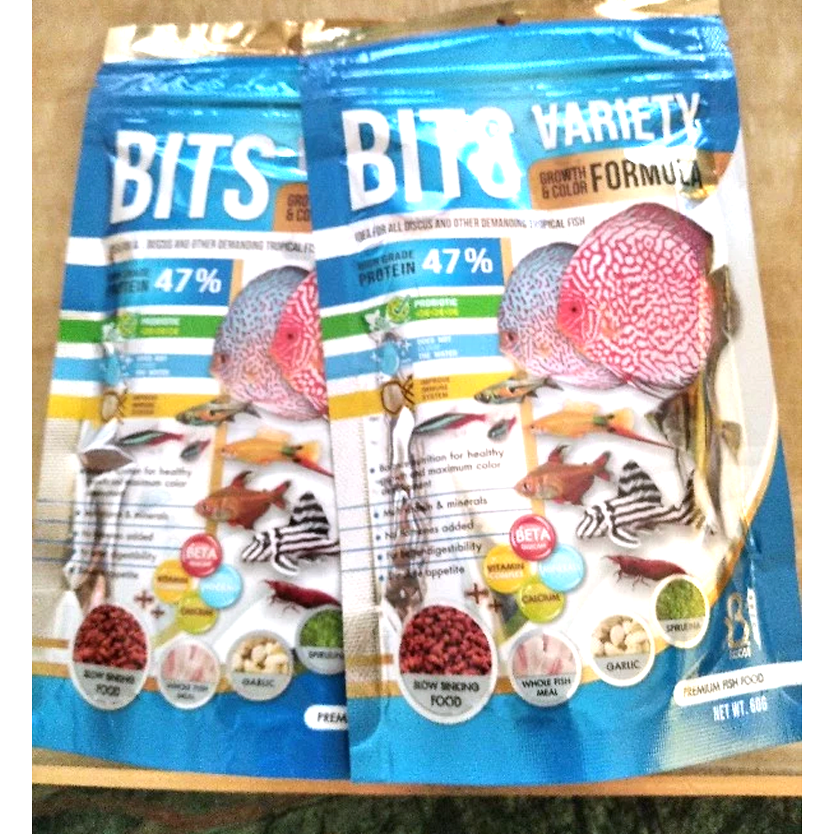 60g BOOST BITS VARIETY Diskusfutter Tropical Fish Food Growth Color Formula K