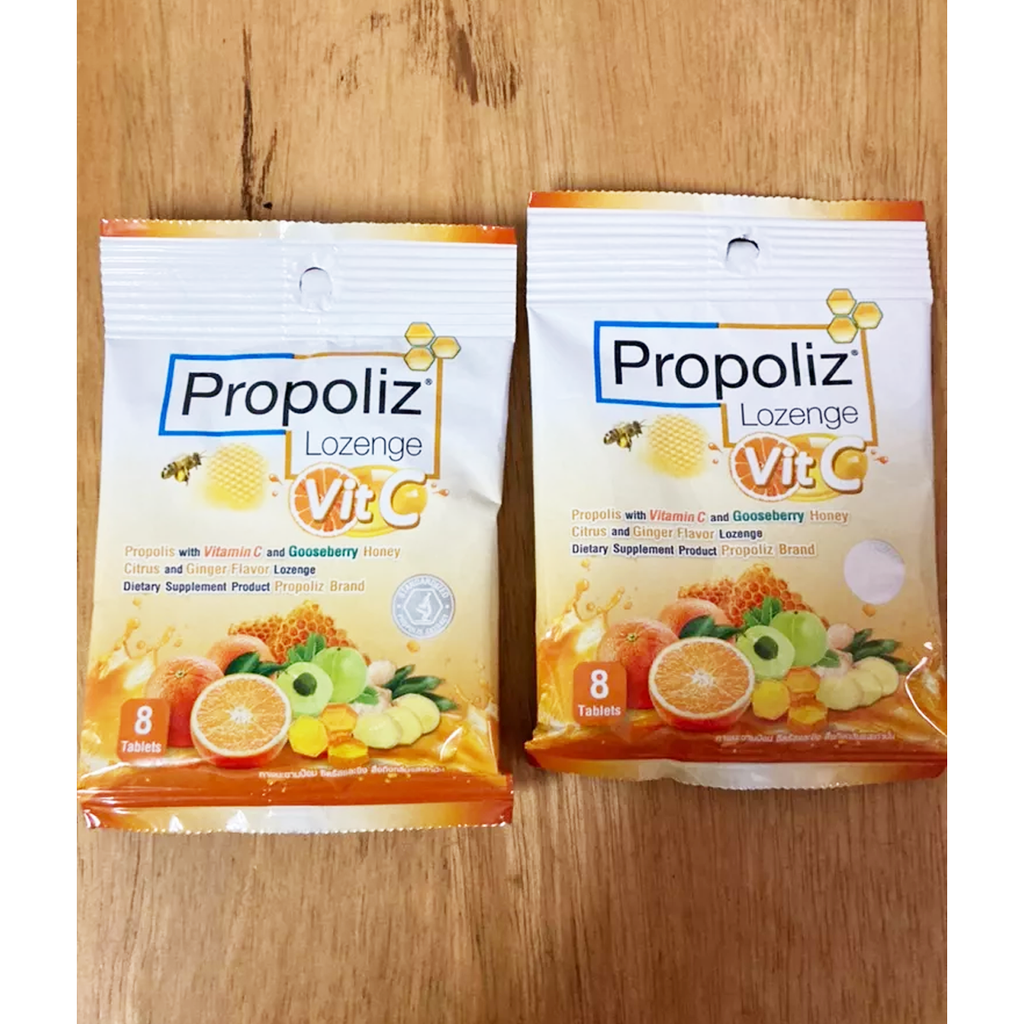 Propoliz lozenge Vitamin C Gooseberry honey scent Sugar free sore throat K