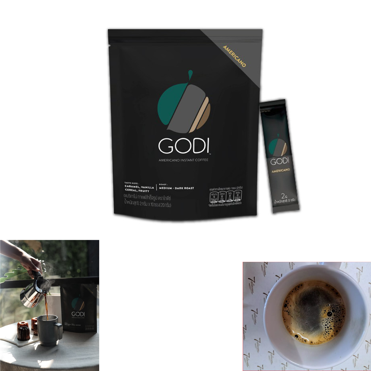 (10 Beutel/Packung) GODI PREMIUM AMERICANO INSTANTKAFFEE ZUCKERFREI K