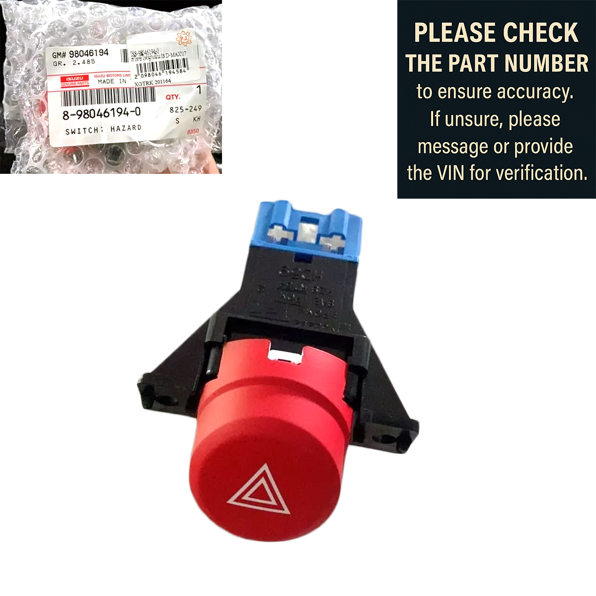 8980461940 Genuine Switch Hazard Isuzu Dmax 2007-2011