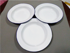 5枚セット 8.5インチ エナメル食器プレートセット ホワイト ビンテージエナメルウェア皿 K