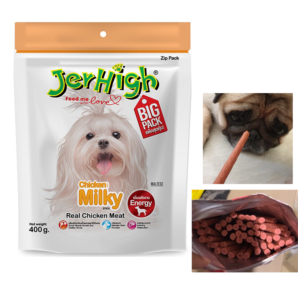 400g JerHigh Real Chicken Milky Stick Hund Welpen Snack Erhöht die Energie