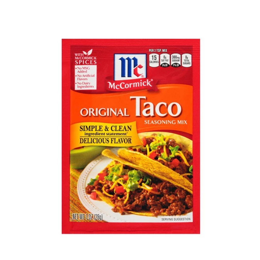 28g McCormick Taco Seasoning Mix Powder herbs spices No MSG K