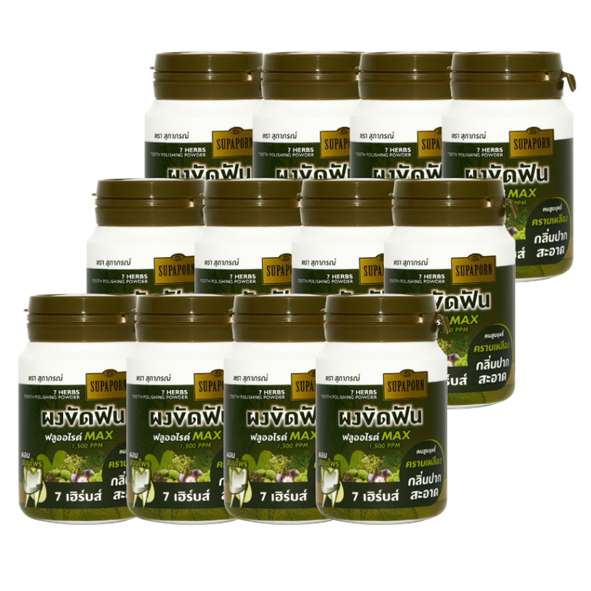 12pcs x (90g) 7Herbs Tooth Powder Polishing Toothpaste tea coffee stains K