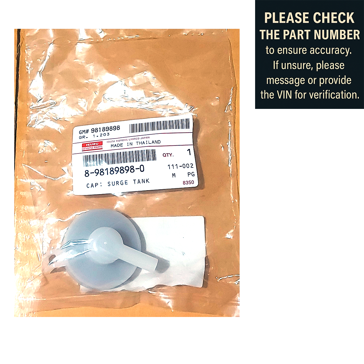 D-Max 2012-2019 Isuzu 8981898980 Surge Tank Cap Cover Water Tank  Genuine K