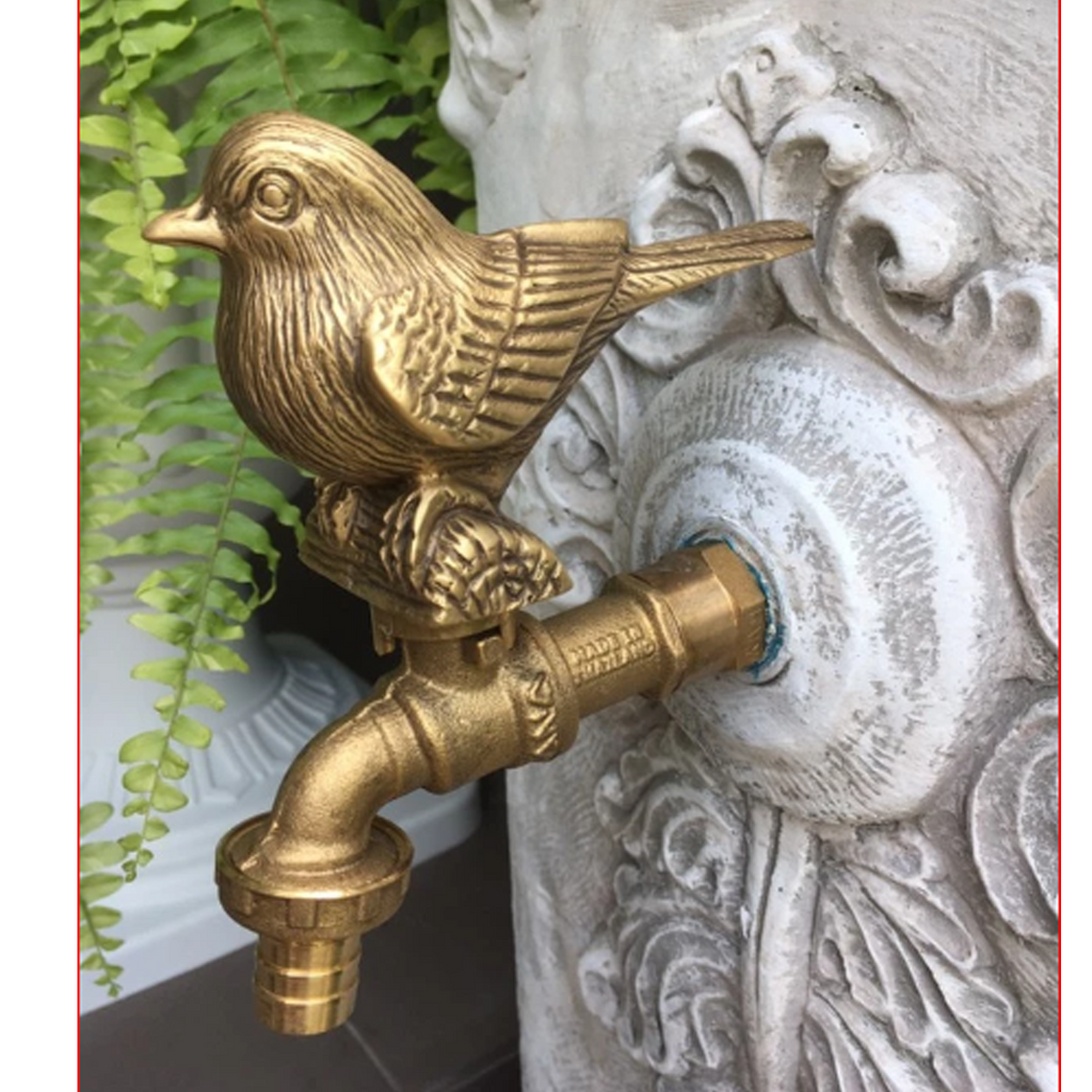 アンティーク鳥型真鍮製蛇口 - 庭用装飾水栓（ハンドル付き）