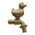 Duck Brass Faucet Tap – 4" Length, 1/2" Thread | Novelty Garden Spigot with Hose Plug | Made in Thailand