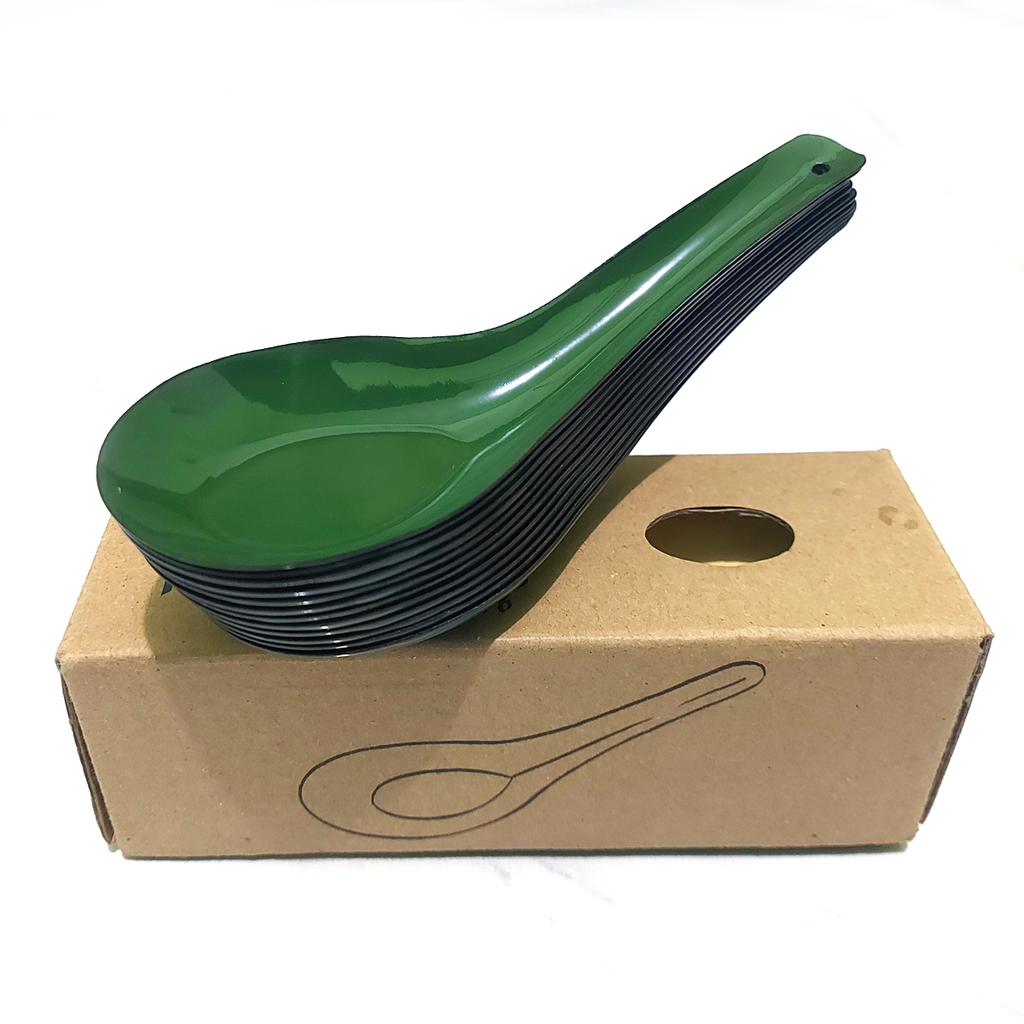 Set 4 Pcs enamel Soup spoons enamelware Green chinese camping japanese K