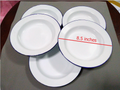5枚セット 8.5インチ エナメル食器プレートセット ホワイト ビンテージエナメルウェア皿 K