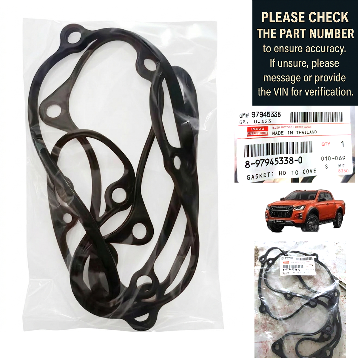 いすゞ純正バルブカバーガスケット 8979453380 D-Max 4JK1 4JJ1 2005-2013 K