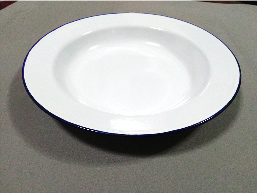 8.5" Enamel Dinnerware Plates White vintage enamelware dishes K