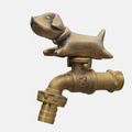 Cartoon-Hund Messing Wasserhahn – 10 cm Länge, 1/2" Gewinde | Niedlicher Gartenwasserhahn mit Schlauchanschluss | Hergestellt in Thailand