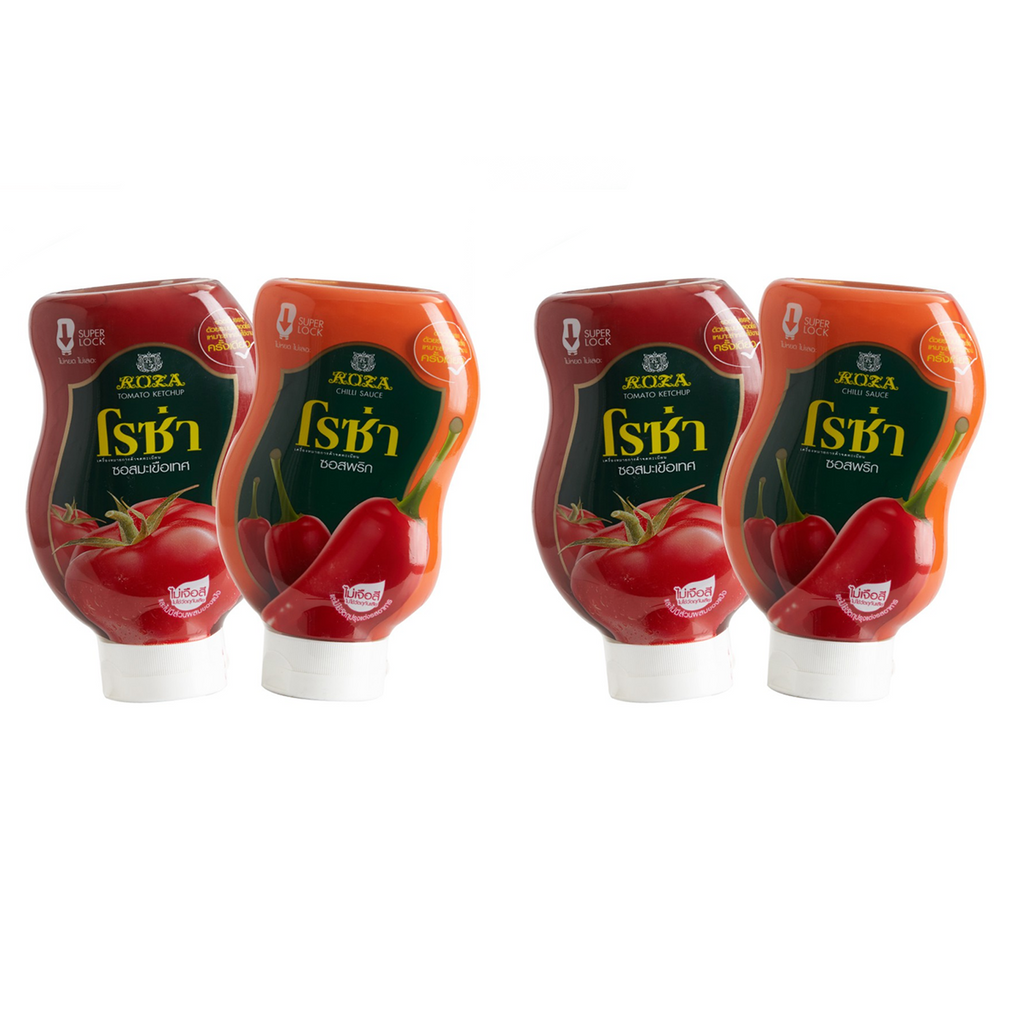 Set 4 pcs 250g Tomato (2pcs) + Chili (2pcs) Sauce Dip Food Snack Roza Squeeze K