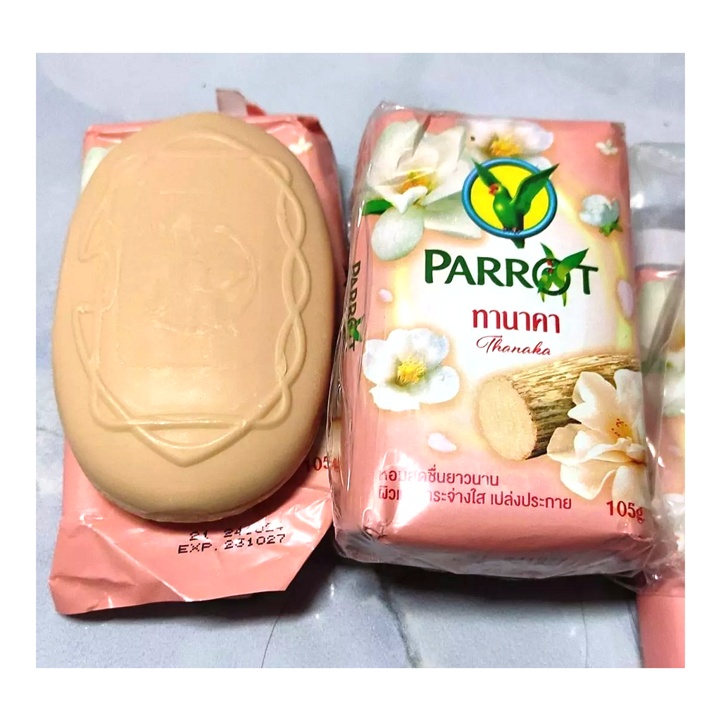 4 pieces/pack Parrot Herbal Body Bar Soap Thanaka scent 105g