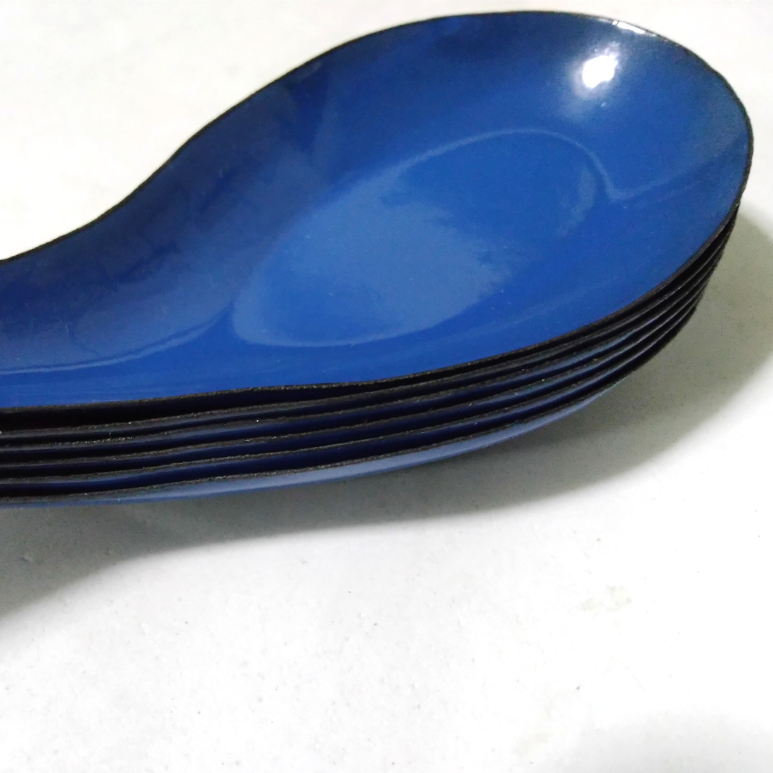 set 6 Pcs Blue enamel soup spoons Vintage camping cutlery enamelware japanese K