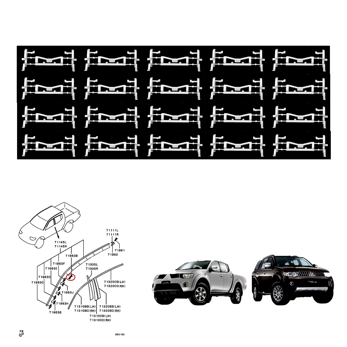 20 Stück Dachclip Dachleiste Mitsubishi L200 TRITON PAJERO SPORT 2005-14 K