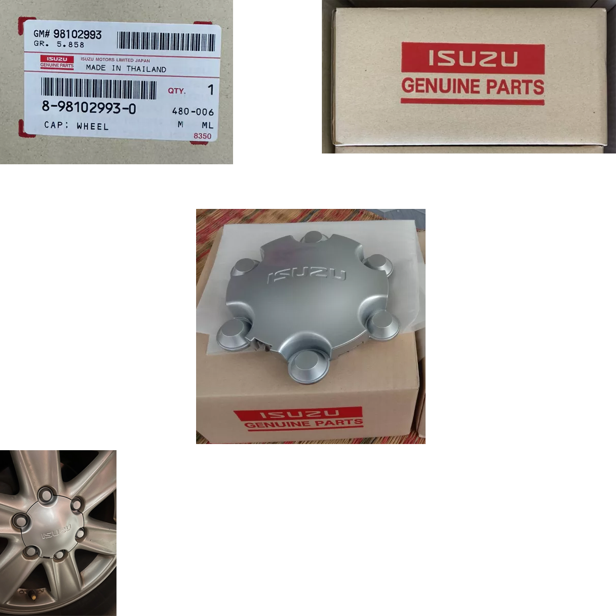 2012-19 ISUZU DMAX MU-X NABENKAPPE RAD SILBER ORIGINALTEIL 16" Felgenmittelkappe K