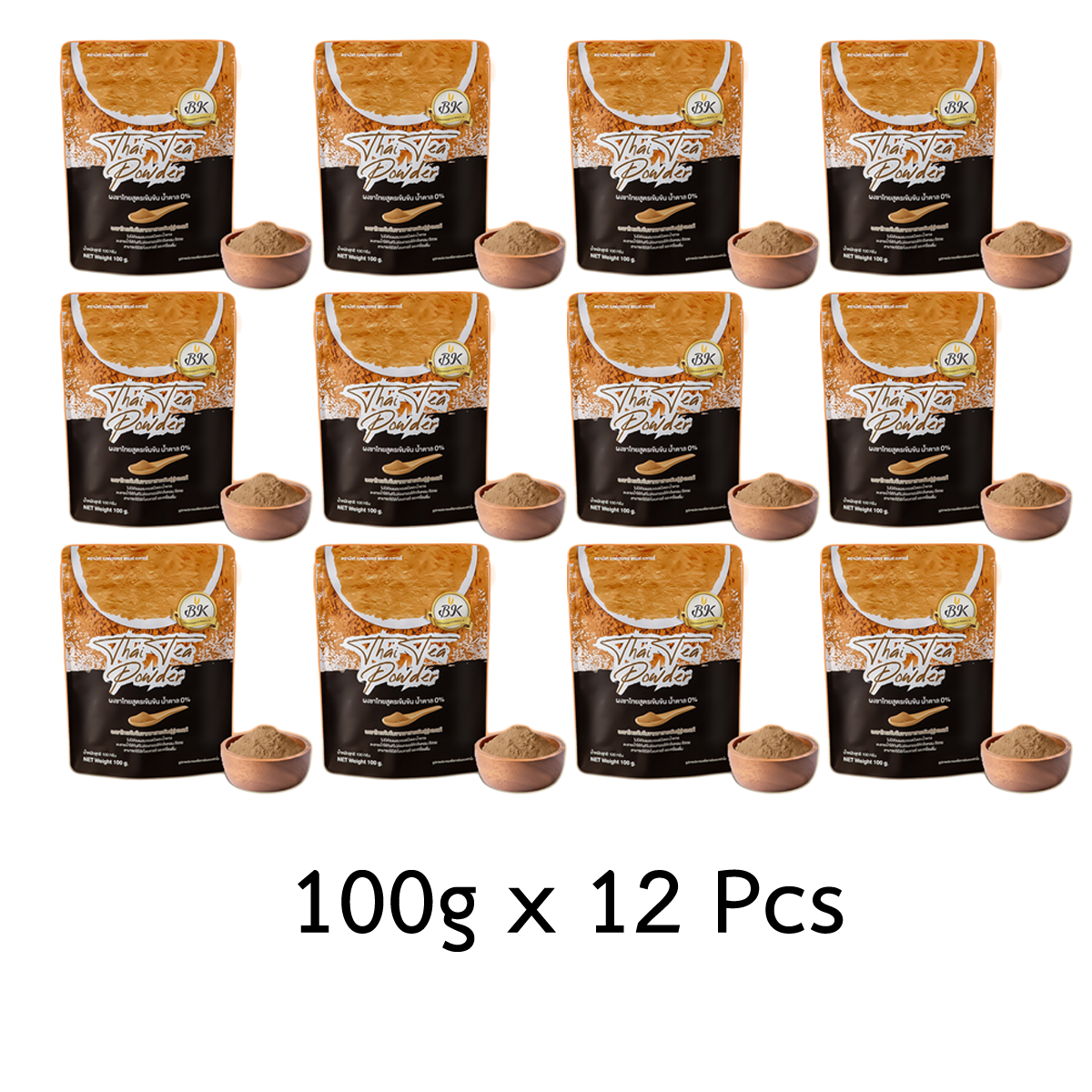 12 Pcs x 100g Thai Tea Powder For Drinks Bakery Cake Beverage Sugar Free BKK