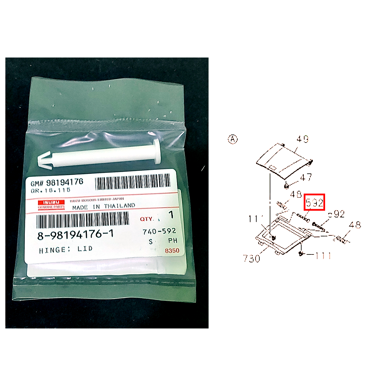 #8981941761 Originalteil Scharnierdeckel Handschuhfach Isuzu Dmax 2012-2019 K