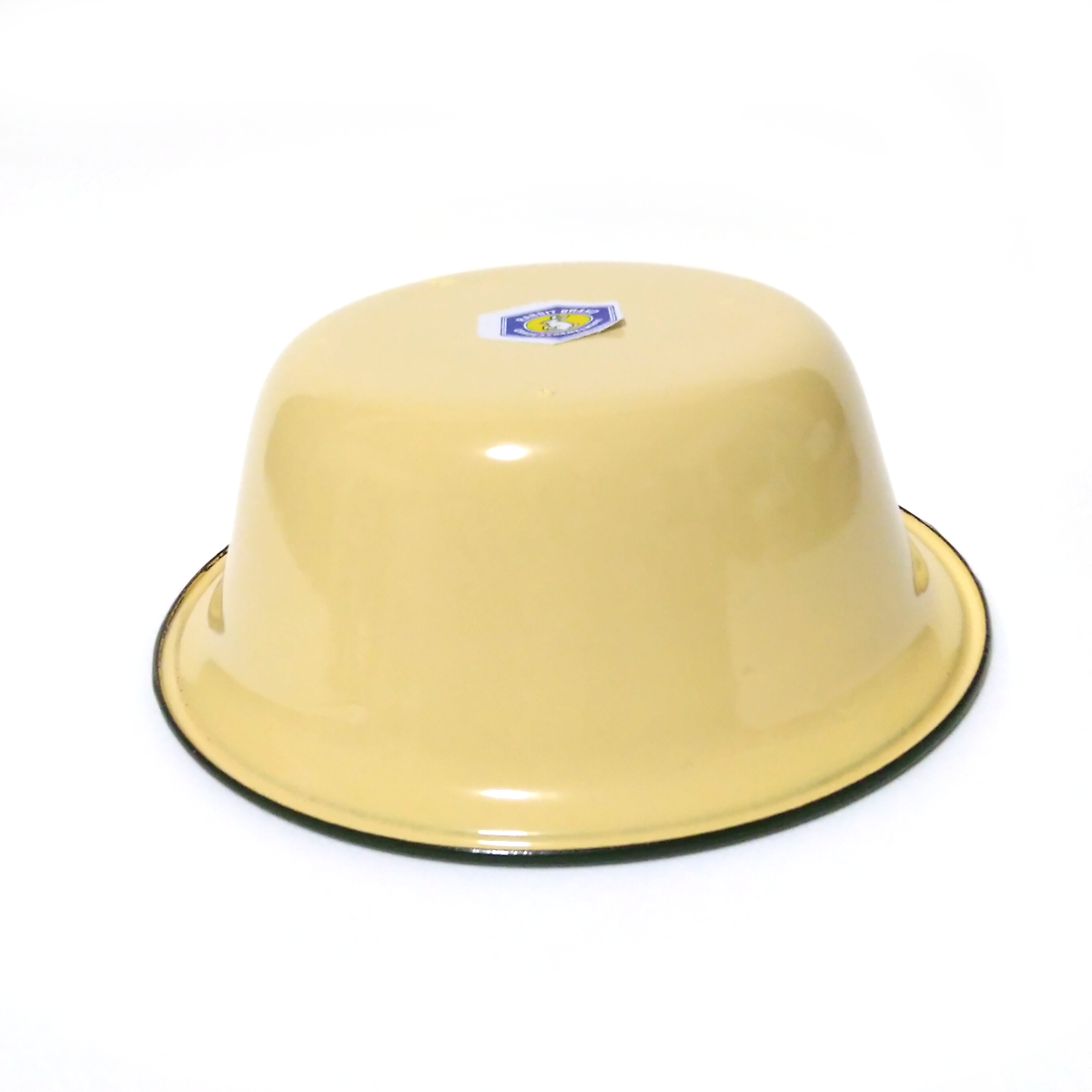 7 inches Yellow enamel camping round bowl vintage enamelware dinnerware K