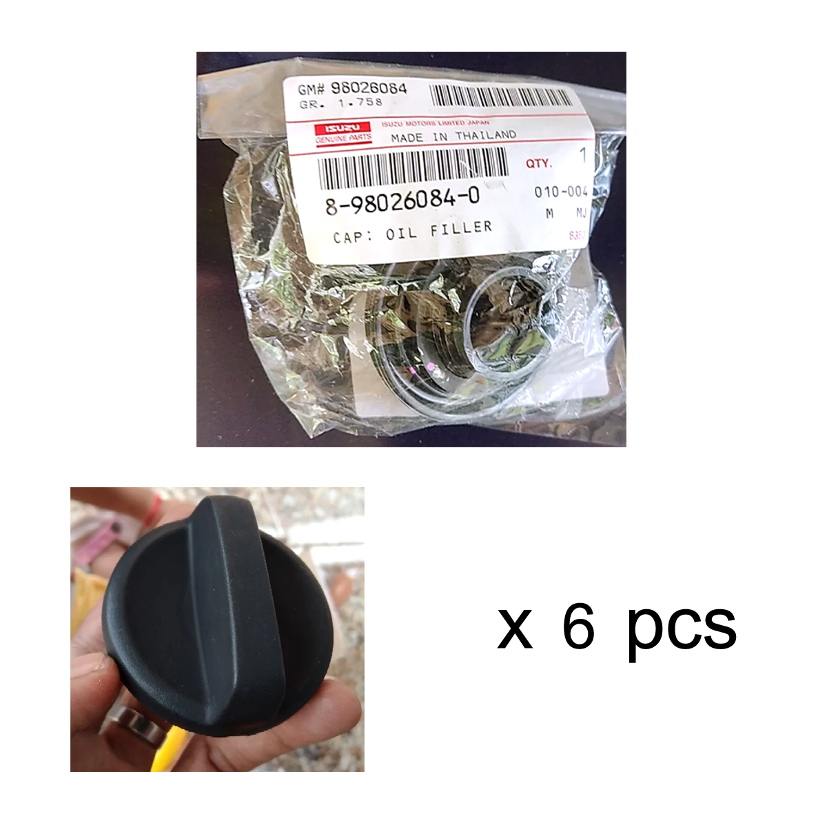 6 pcs 8980260840 Genuine Oil Filler Cap Cover Isuzu D-MAX Mu-X Mu-7 2007-2024 K