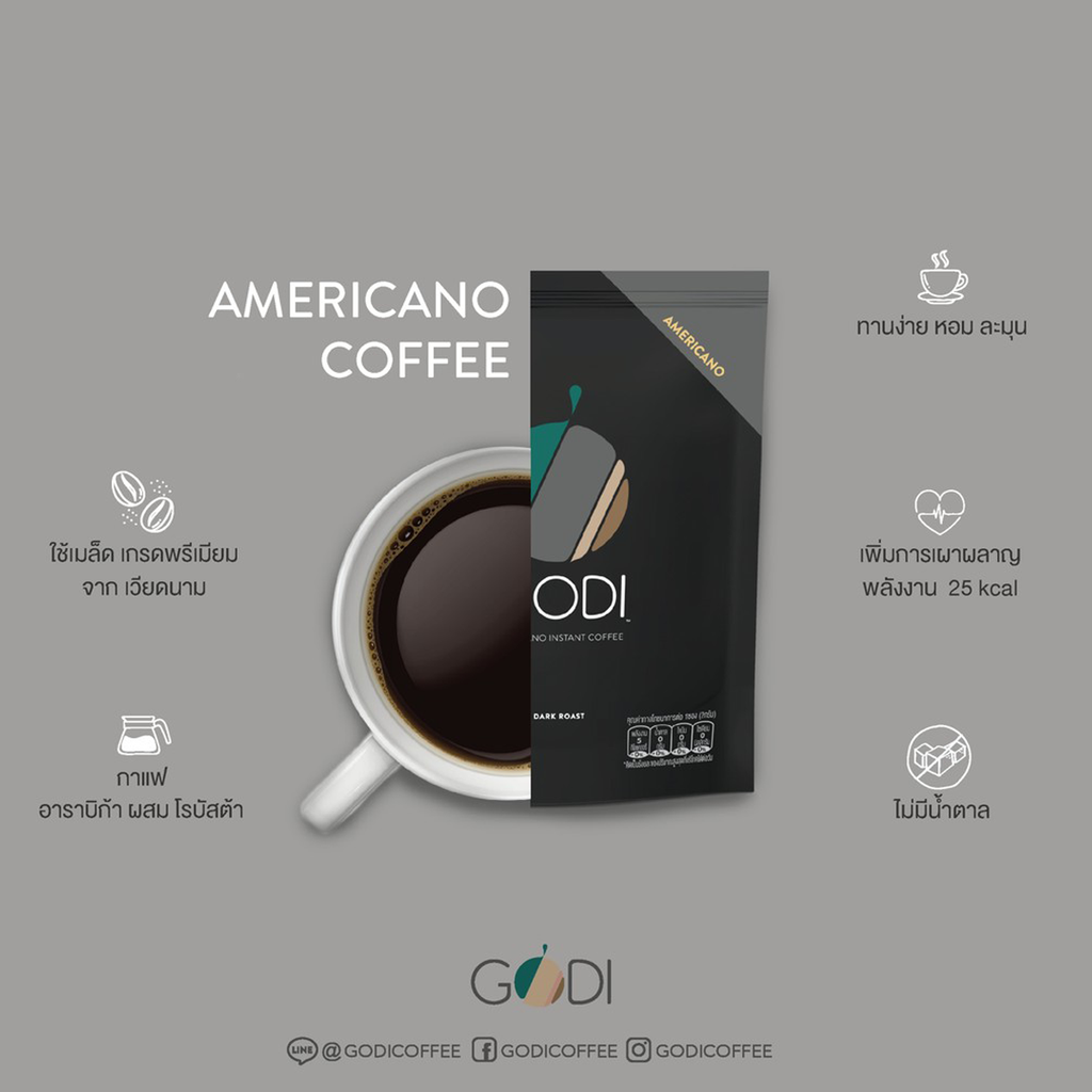 (10 Beutel/Packung) GODI PREMIUM AMERICANO INSTANTKAFFEE ZUCKERFREI K