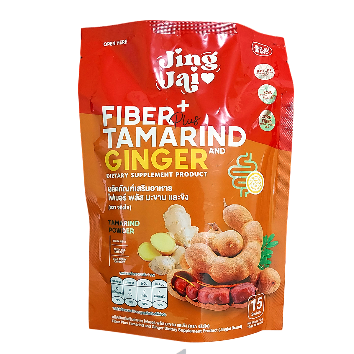 150g（10g x 15袋）ファイバープラス タマリンドジンジャー 高品質 JIng Jai K