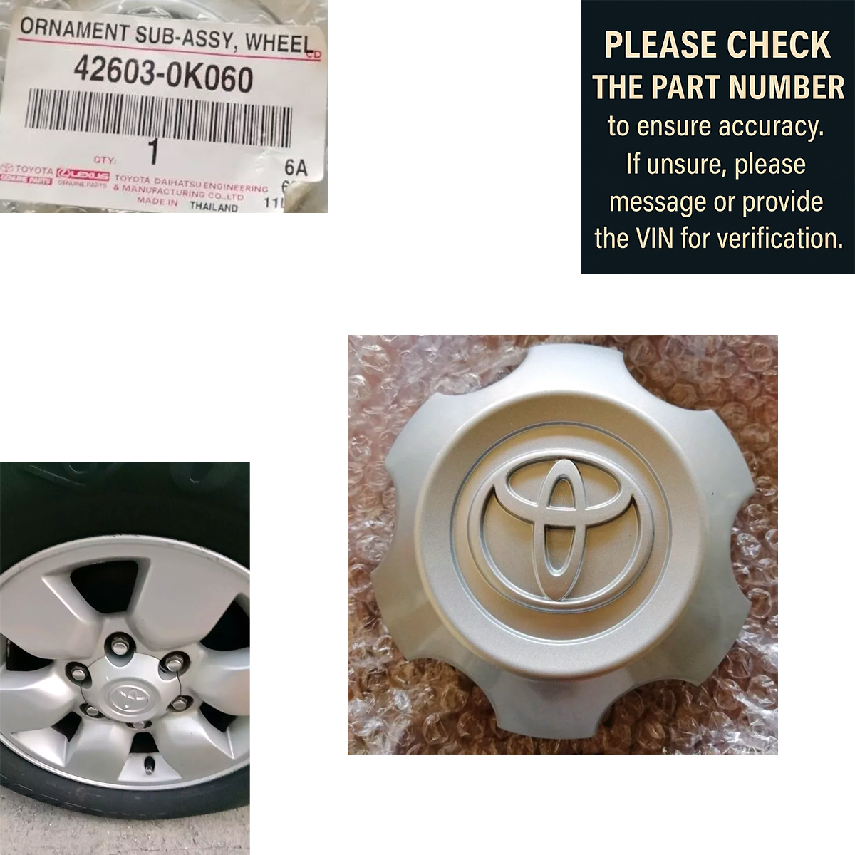 TOYOTA #426030K060 カバーキャップホイール シルバー 純正 ハイラックス VIGO 2004-2011