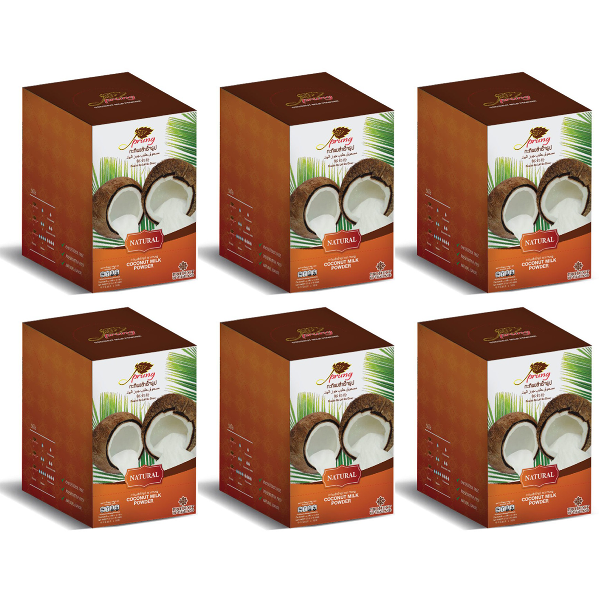 6 Boxes Coconut Milk Powder Thai Asia foods Beverage Ice cream Prung K