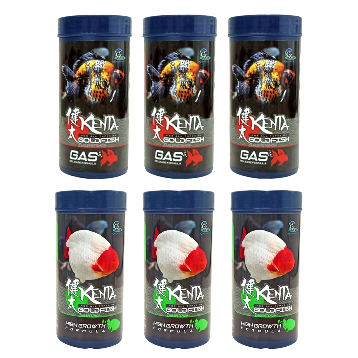 Kenta Goldfischfutter-Set 6 Stück – 3x Gas Release Formula 150g + 3x High Growth Formula 180g