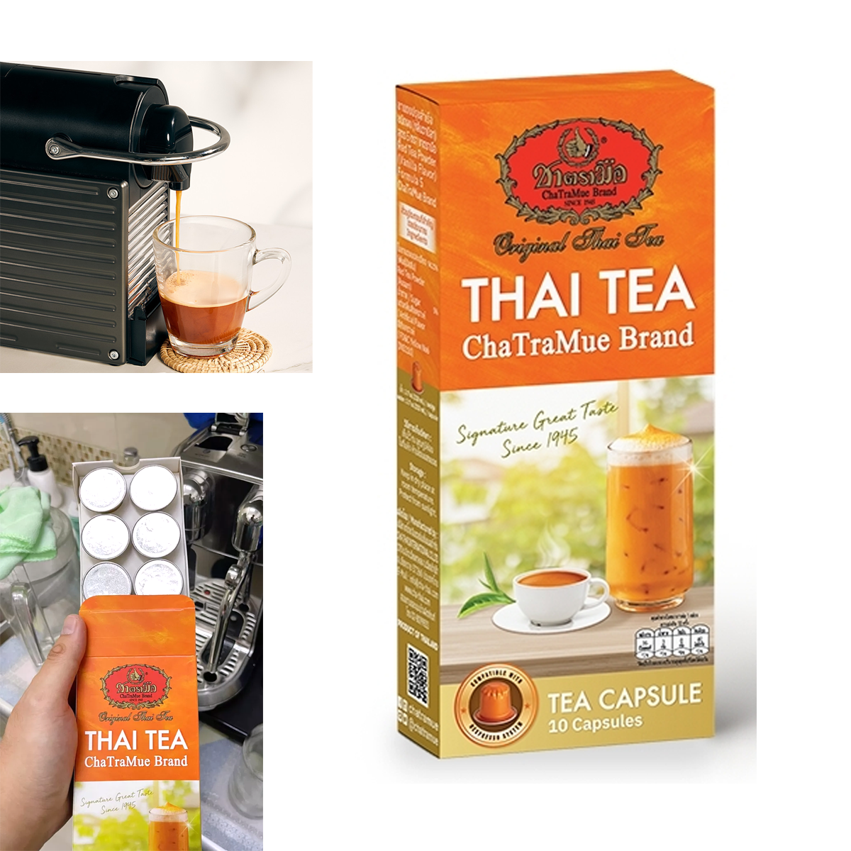 10 Kapseln/Box Thai-Milchtee Nespresso Kapsel Heiß Eistee ChaTraMue K