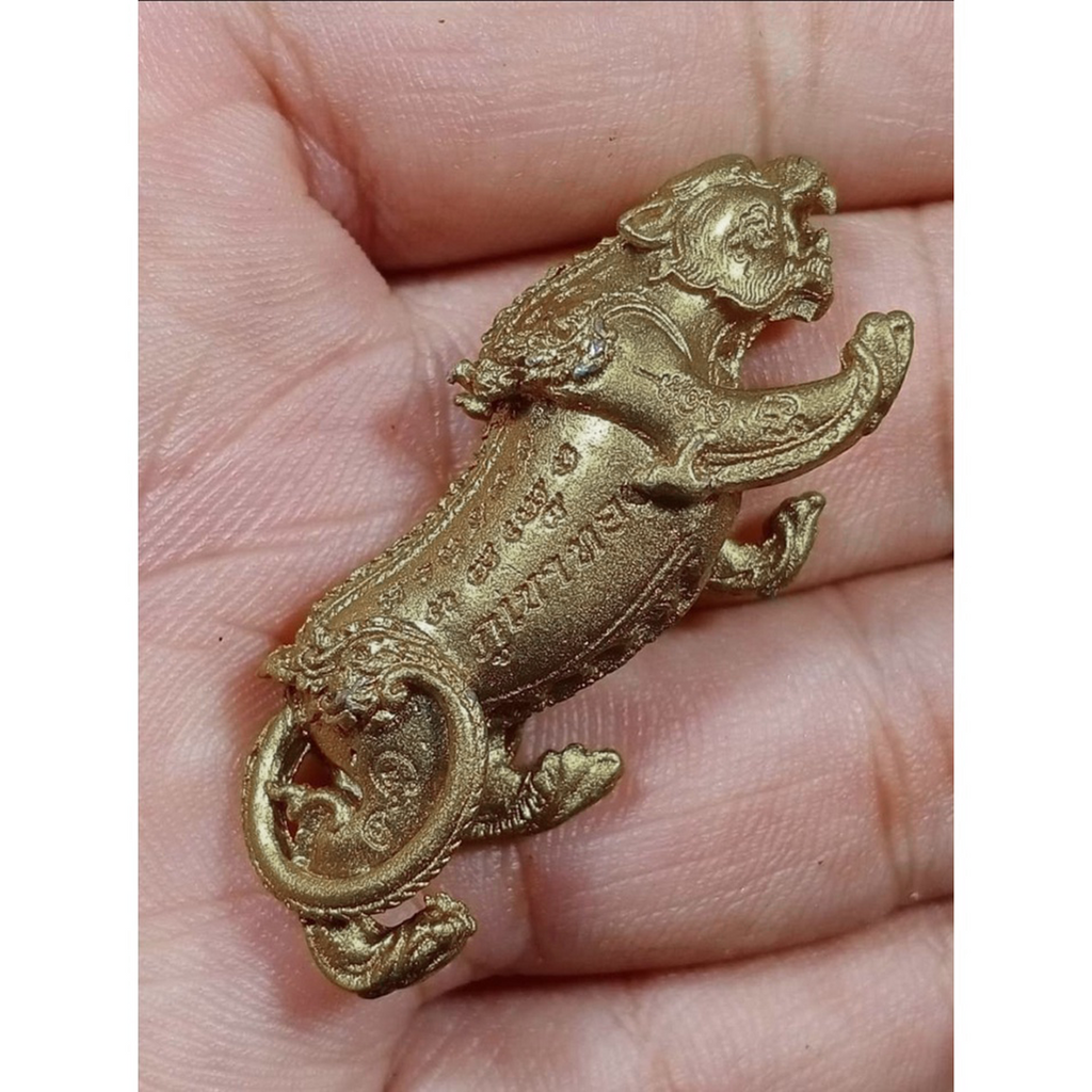 2 Stück Messing Amulett Tiger Talisman Schutz Glücksbringer Thai Figur Anhänger K