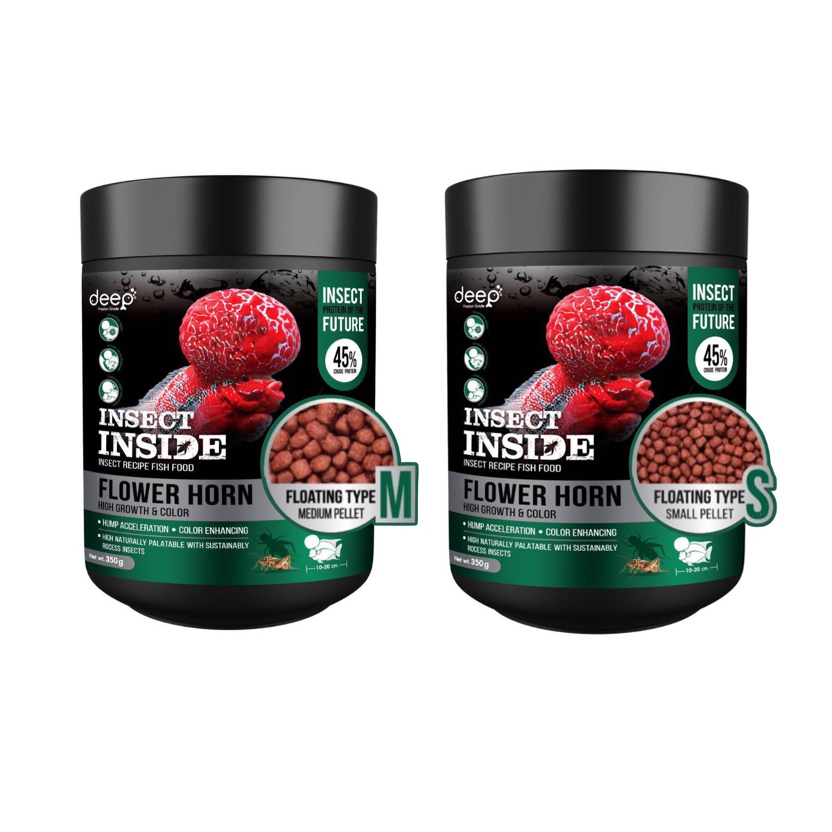 350g Flowerhorn-Fischfutter Protein Formel Insekten-Wachstums-Farbformel Tief K