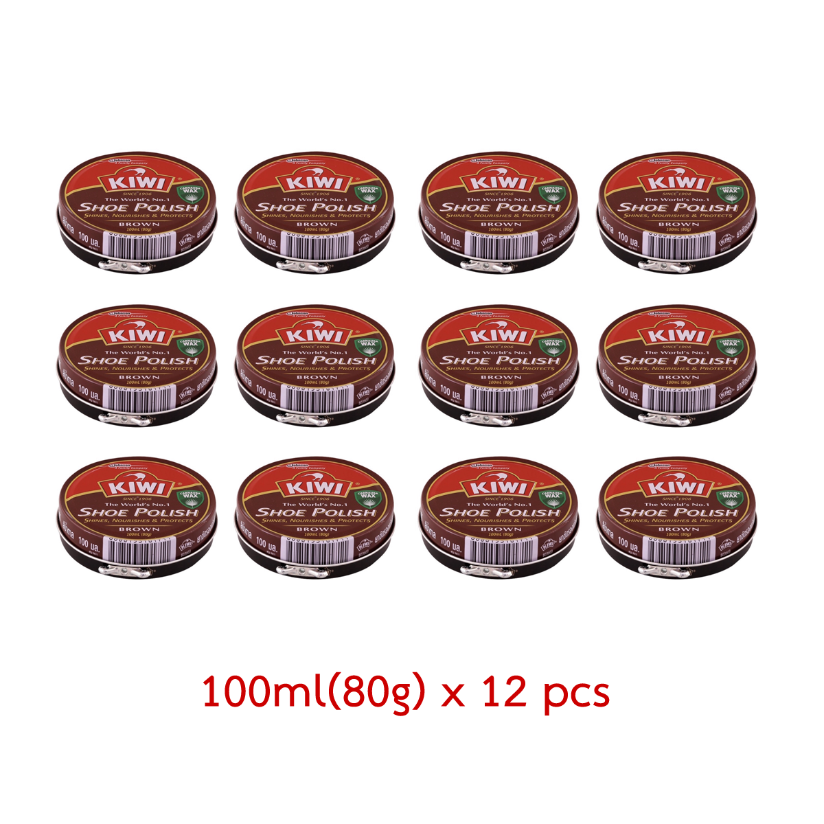 12個入り x 100ml KIWI ブラウン 靴 ブーツ用ポリッシュ ワックス 光沢 輝き 栄養補給 保護 K