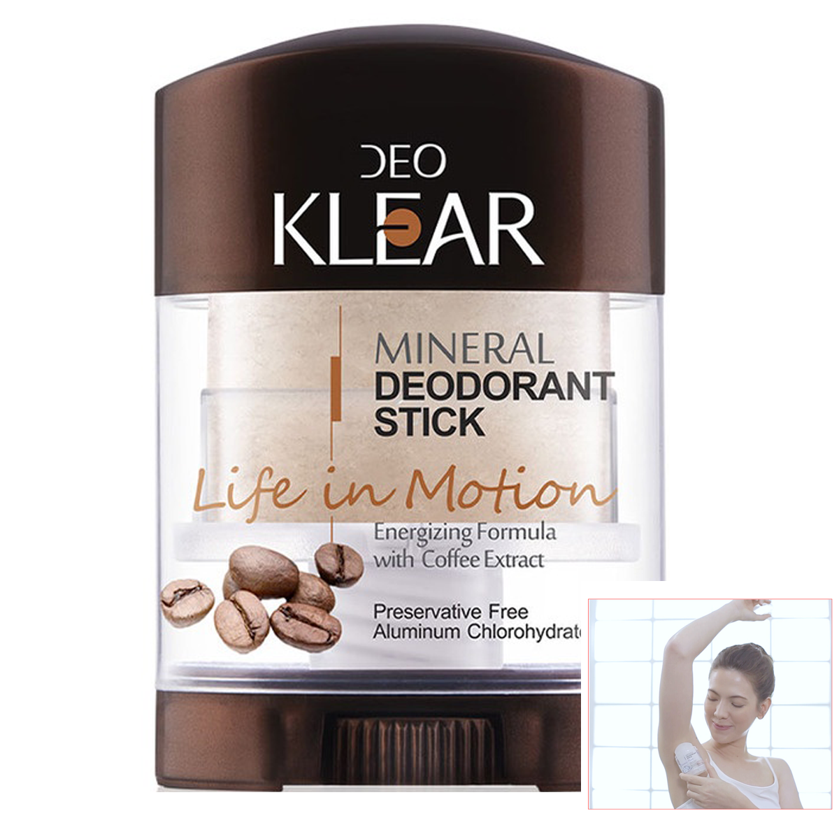 70g Deodorant Alum Stick Energizing Formula Coffee extract Crystal K