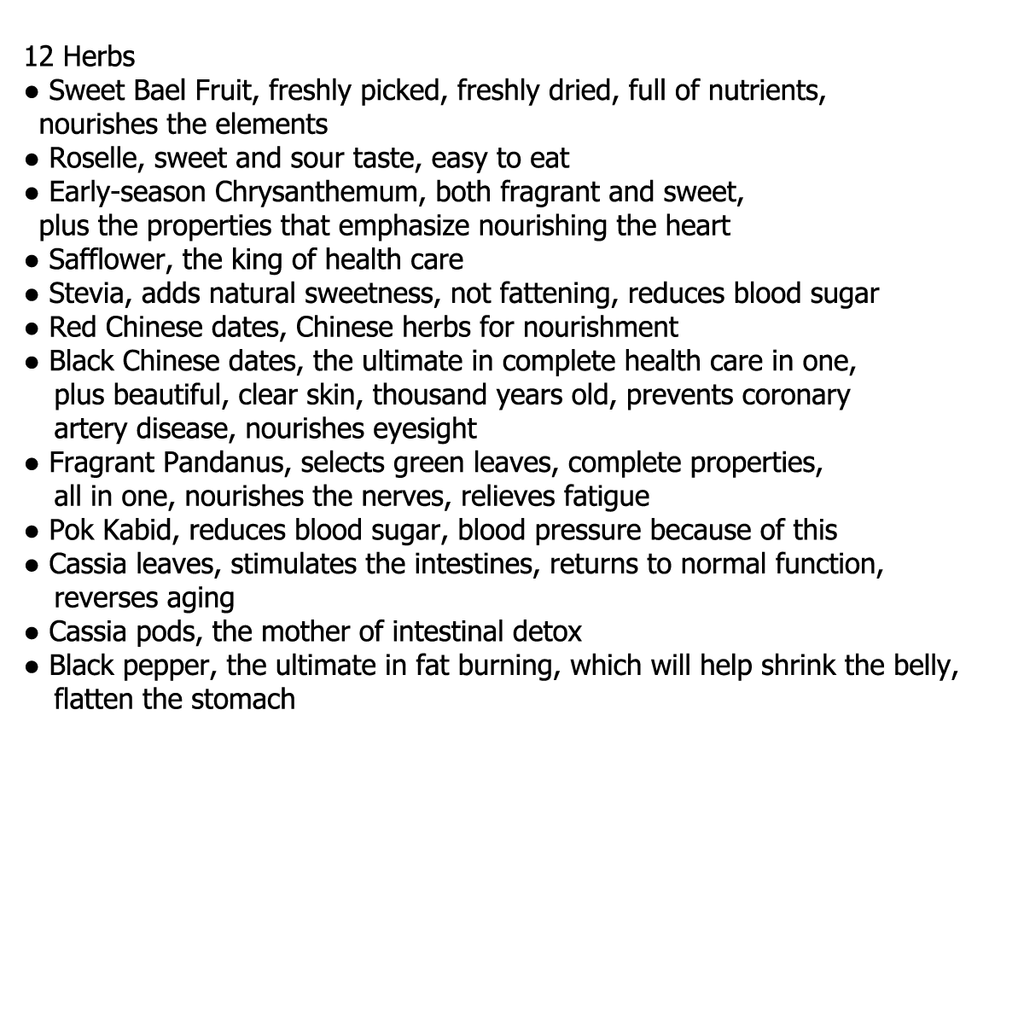 12 Herbs Detox Tea herbal infusion Slimming Weight Loss diet K