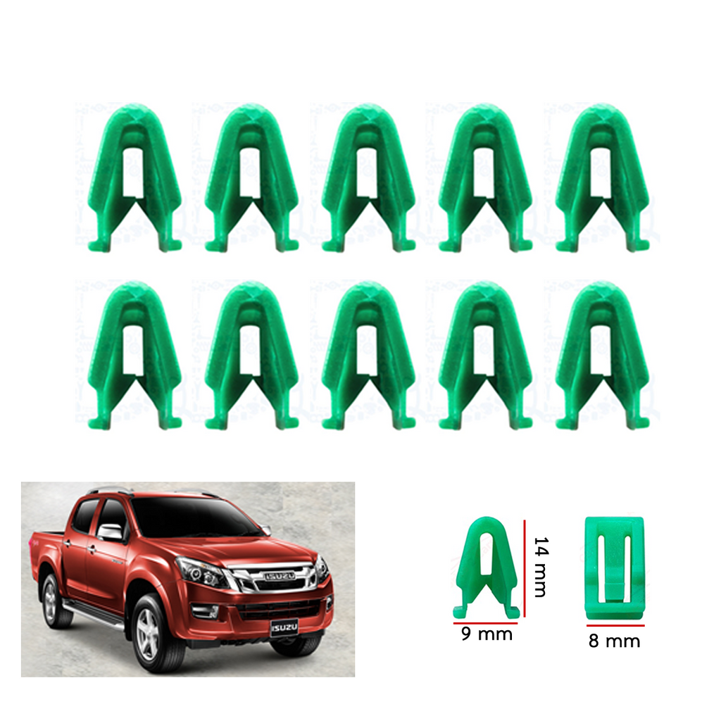 10 Stück grüner Clip-Verschluss Radio-Konsole passend für Isuzu D-Max 2012–2019 K