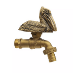 Pelikanvogel Messing Wasserhahn – 10 cm Länge, 1/2" Gewinde | Ausgefallener Gartenhahn mit Schlauchanschluss | Hergestellt in Thailand