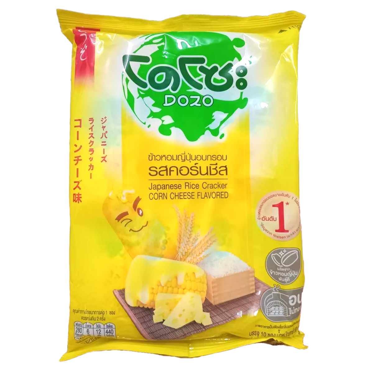 DOZO 日本焼きライスクラッカー – コーンチーズ味 56g (10枚入り/パック) | サクサク日本のスナック