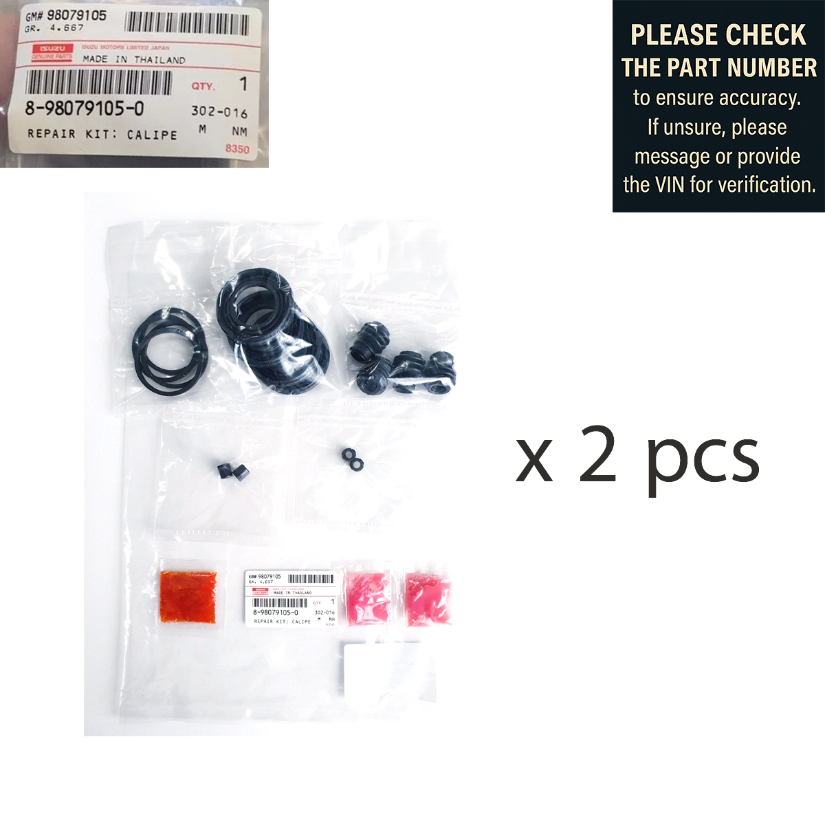 2sets ISUZU #8980791050 Front Brake Caliper Repair Kit GENUINE D-Max MU7 MUX   K