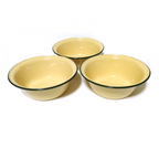 7 inches Yellow enamel camping round bowl vintage enamelware dinnerware K
