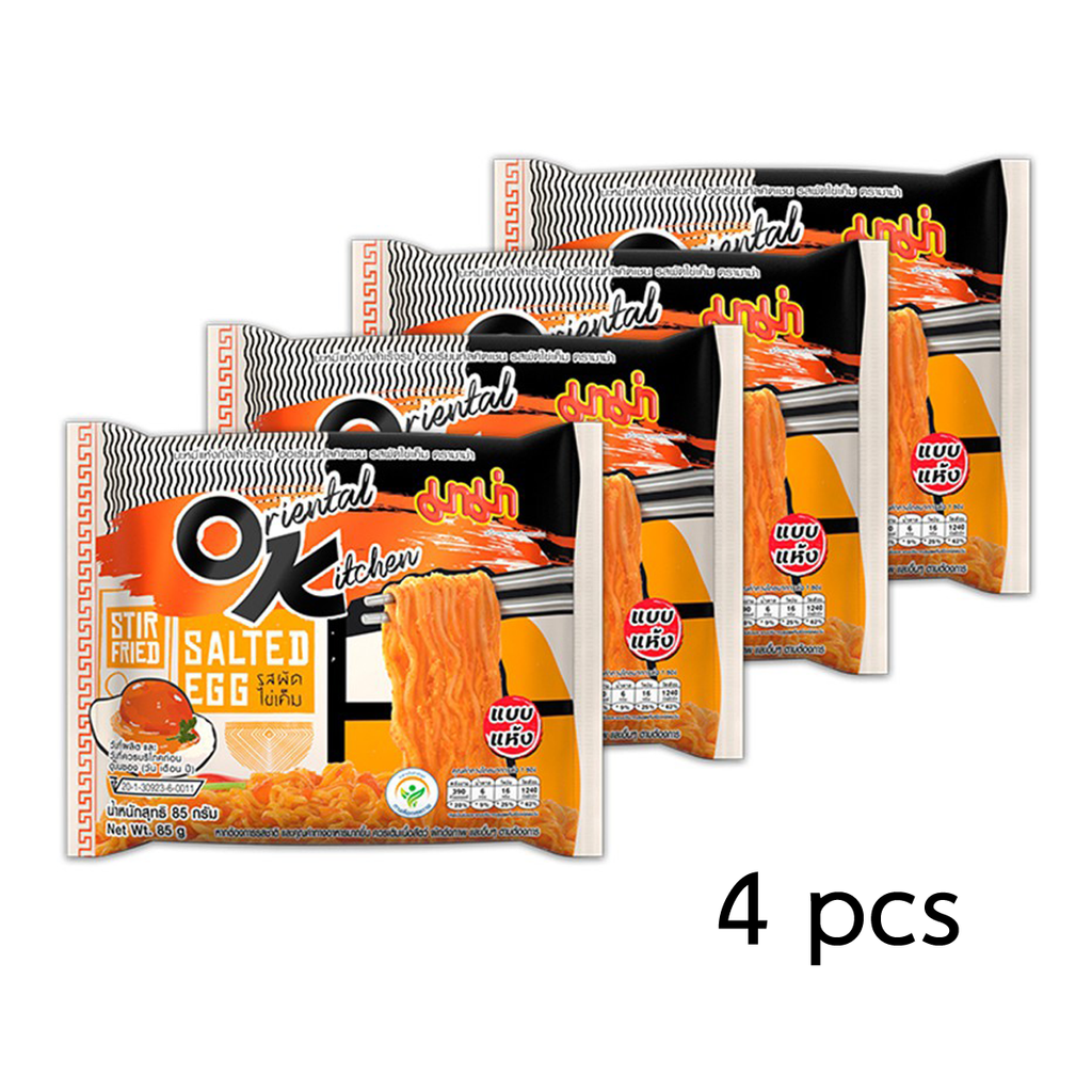Mama Instantnudeln Oriental Kitchen Gebratener Salziger Ei-Geschmack 85g x 4 Stück, 16 Stück K