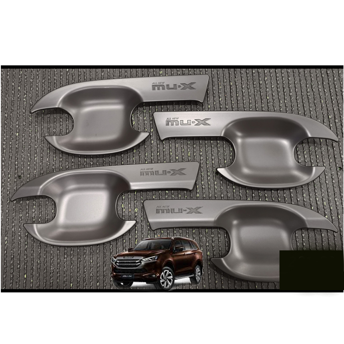 4 pcs ABS Plastic Matte black Handle Bowl Cover Isuzu Mu-x 2021-24 KK