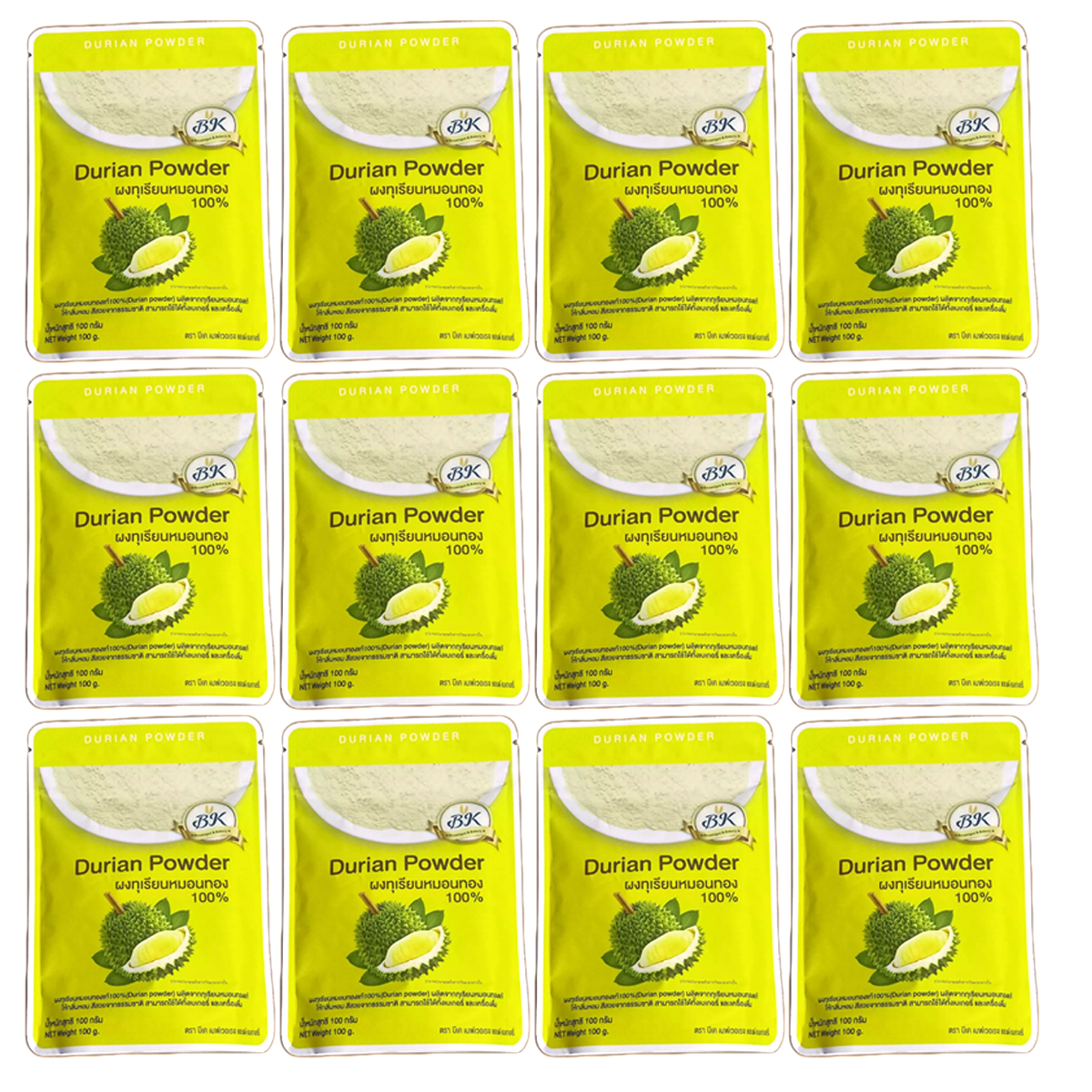 12 Pcs x 100g Durian Powder 100% For Drinks Bakery Cake Beverage Sugar Free K