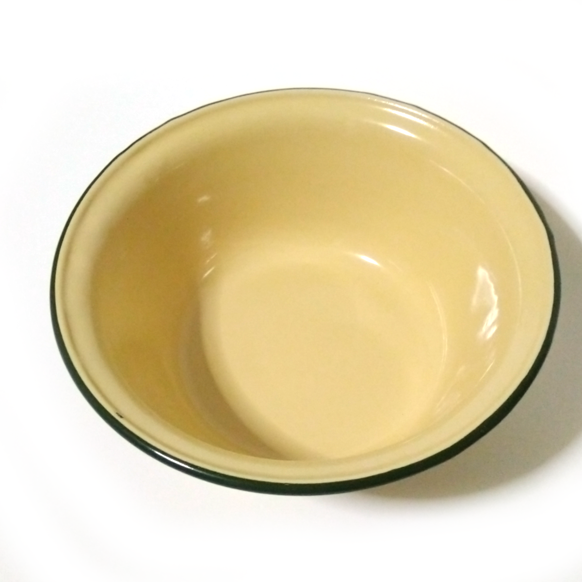 7 inches Yellow enamel camping round bowl vintage enamelware dinnerware K