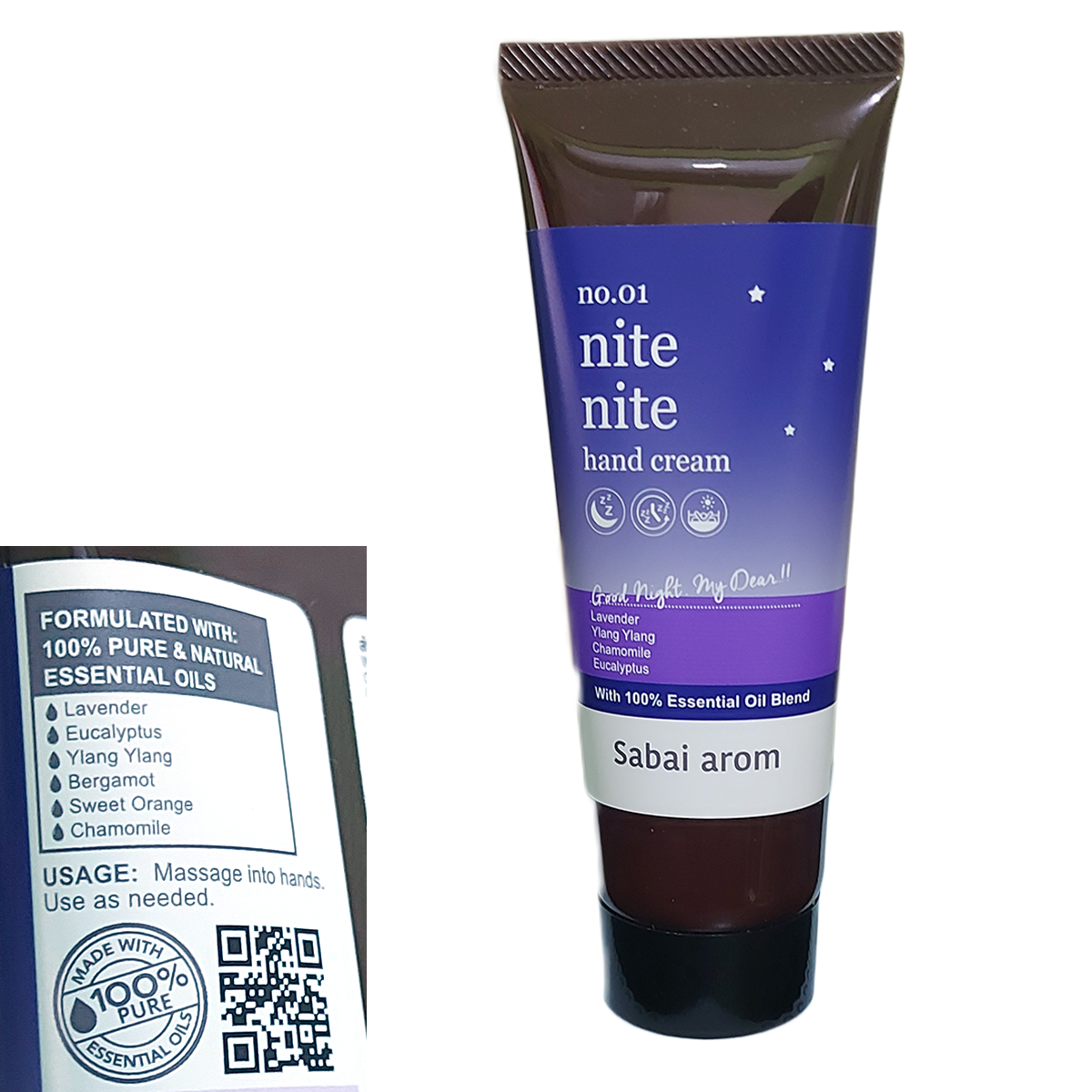 75 g Sabaiarom Nite Nite Handcreme Reduziert Trockenheit, entspannender Duft K